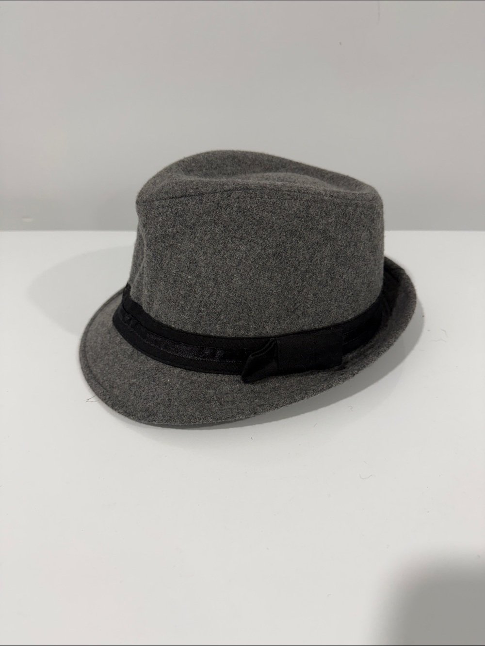 Classic Gray Wool Fedora Hat with Black Band